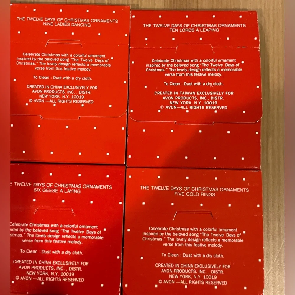 NEW RARE Avon The Gift Collection 12 Days of Christmas Ornaments Complete Set